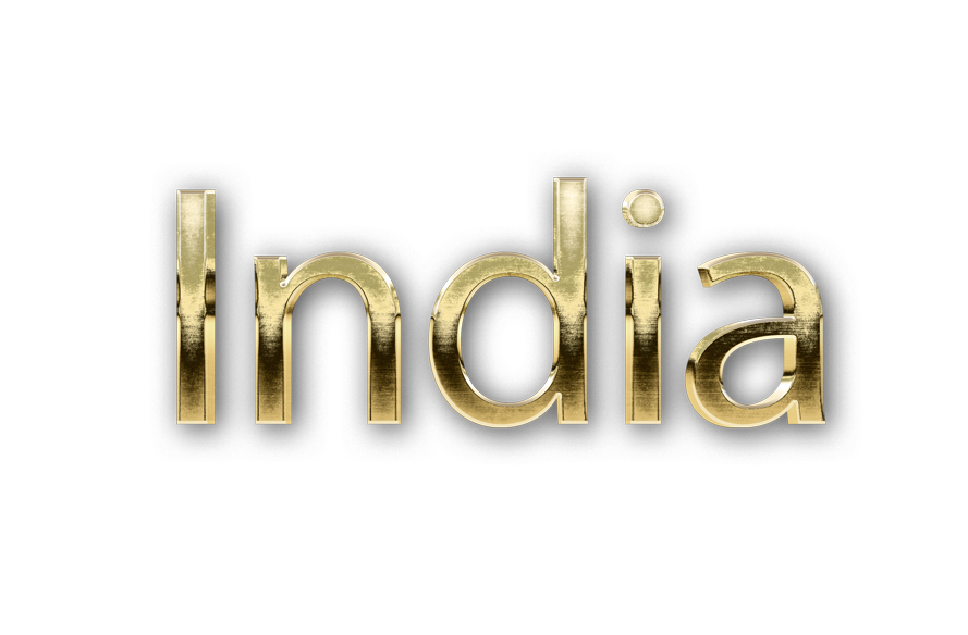 3D WORD INDIA gold text effects art typography PNG images free